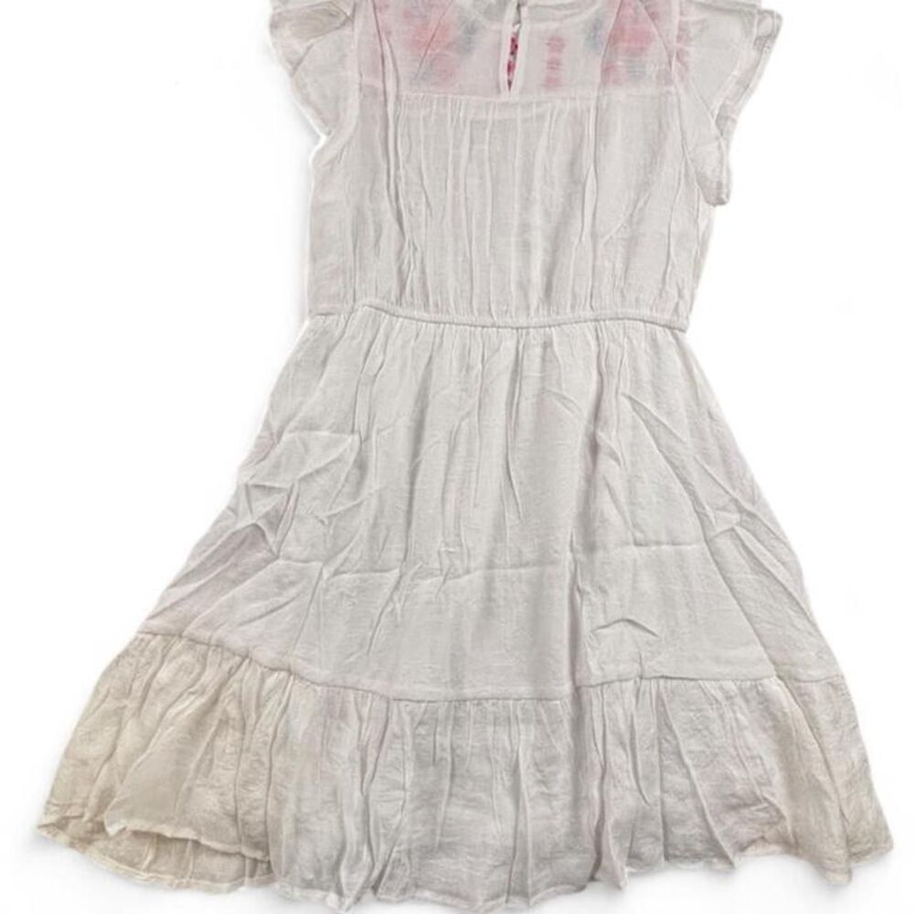 NWT MINE White Embroidered Floral Babydoll Dress Women’s L Boho Cottagecore - Picture 7 of 8